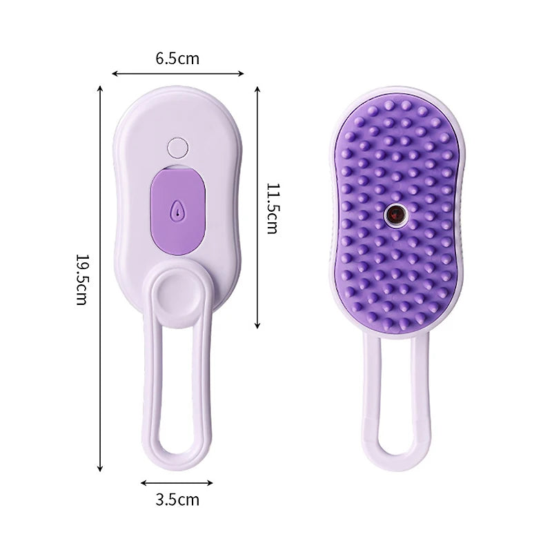 Brosse Vapeur Électrique 3-en-1 pour Chiens et Chats – Brosse de Toilettage avec Spray, Massage et Élimination des Poils