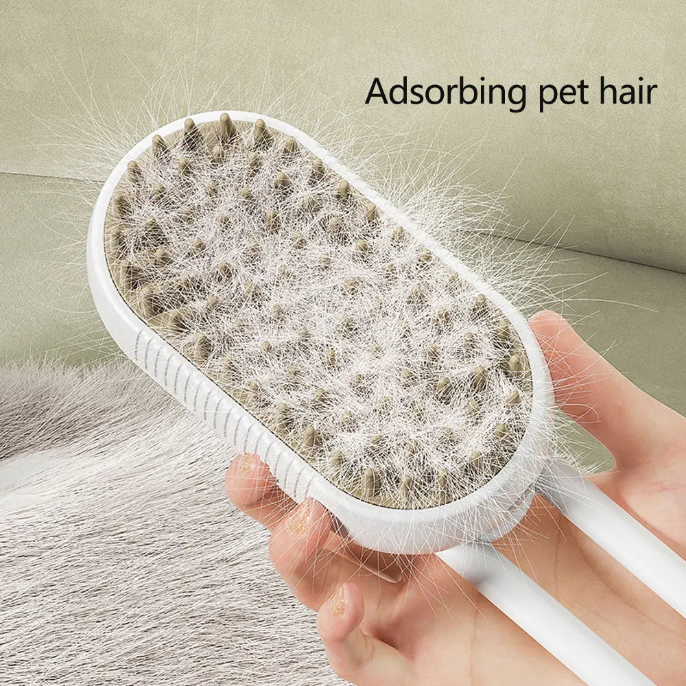 Brosse Vapeur Électrique 3-en-1 pour Chiens et Chats – Brosse de Toilettage avec Spray, Massage et Élimination des Poils