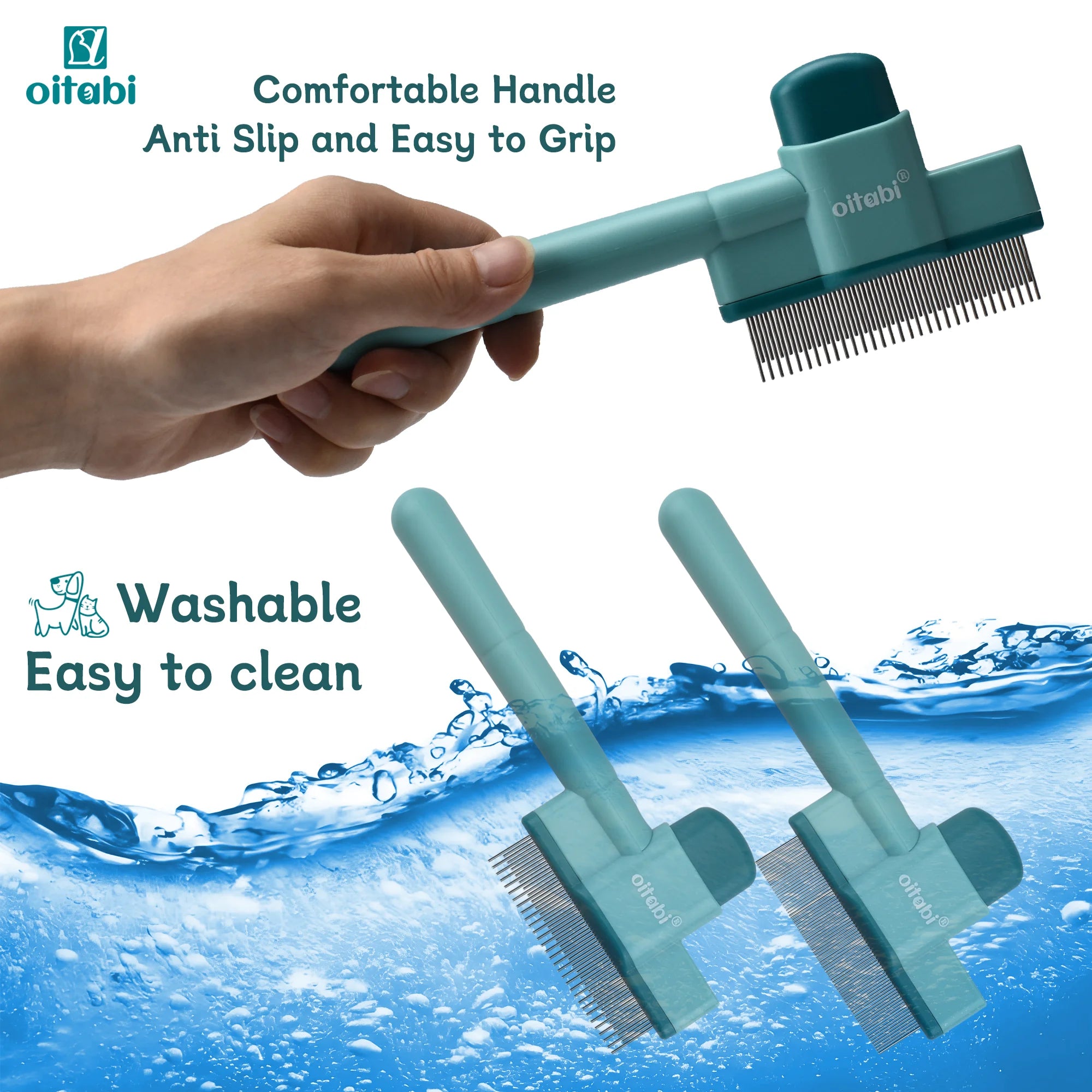 Peigne Anti-Puces Auto-Nettoyant pour Chiens et Chats