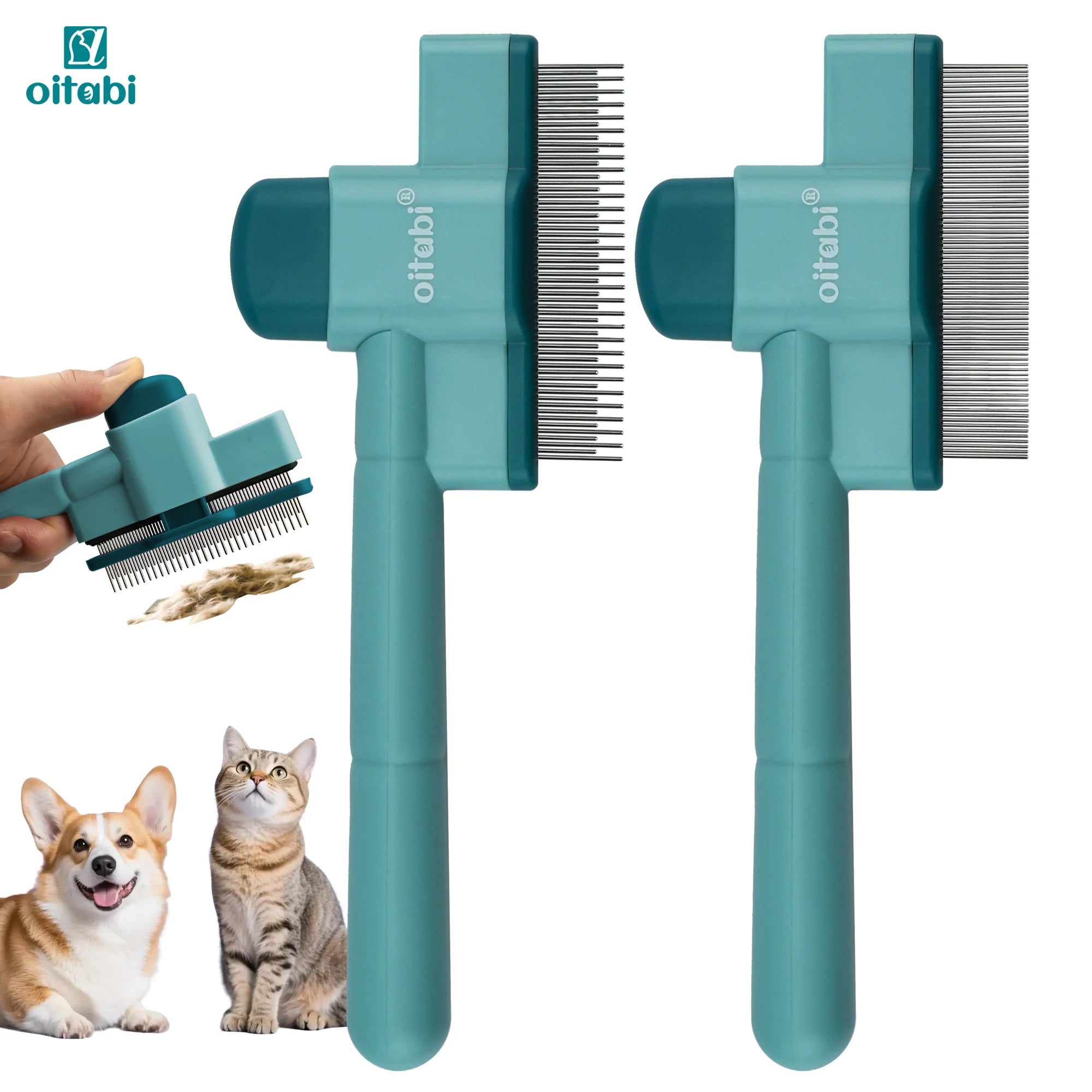 Peigne Anti-Puces Auto-Nettoyant pour Chiens et Chats